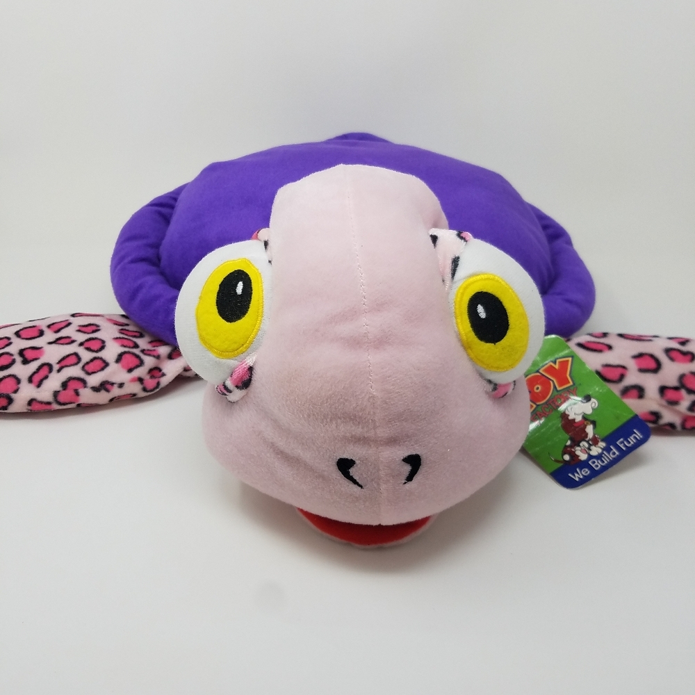 Vintage Y2K Pink Purple Sea Turtle Toy Factory Stuffed Animal NWT Large Plush
